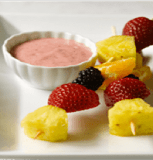 fruit skewers with yogurt dip