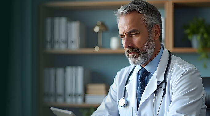 doctor in his office