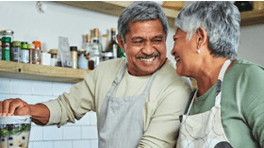 couple cooking together